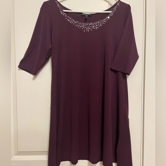 Eileen Fisher Silk & Sequin Tunic Top in Purple Plum Women's  Small - Picture 1 of 6